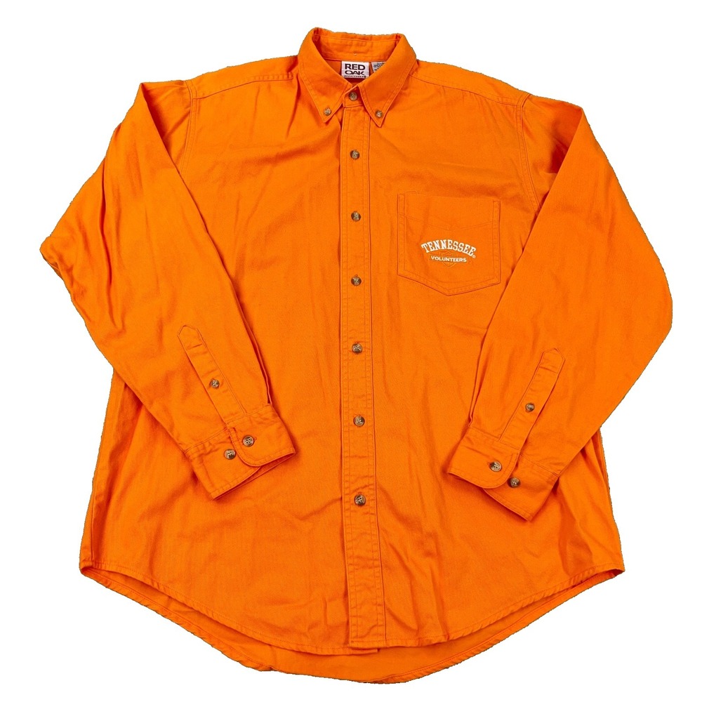 Vintage Tennessee Volunteers Shirt Men Large Orange Button Up‎ Twill Denim Vols